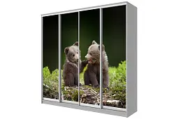 Шкаф-купе 4-х дверный с фотопечатью Медвежата